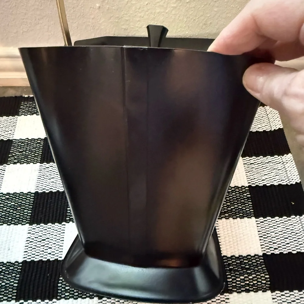 MCM Mid-Century West Bend Black and Gold Beverage Ice Bucket with Handle